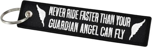 NEVER RIDE FASTER THAN YOUR GUARDIAN ANGEL CAN FLY Race Sport Racing Motorcycle Motorbike Biking Biker Ride Riding Car Dirtbike Motor Vehicle Motorcycling Club Keychain Key Tag Chain Fob Ring in Saudi Arabia