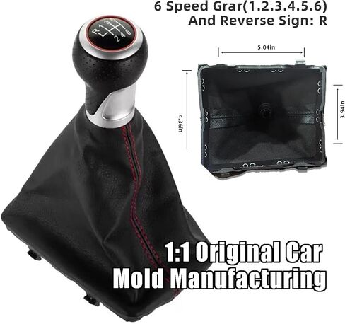 VBT 6-Speed/Shift Knob Replacement Kit for Audi – Leather Gear Shift Handle with Cover & Base, Compatible with Audi A4 S4 B8 A5 Q5 8K 8T 8R S Line 2007-2015(RED) in Kuwait