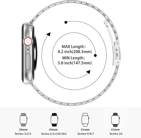 MioHHR Slim Metal Bands Compatible with Apple Watch Band 38mm 40mm 41mm 42mm(Series 10),Thin Stainless Steel Replacement Strap for Women iWatch Bands Series 9 8 7 6 5 4 SE 3 2 1,Silver in Kuwait