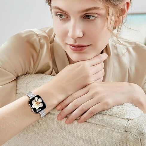 MioHHR Slim Metal Bands Compatible with Apple Watch Band 38mm 40mm 41mm 42mm(Series 10),Thin Stainless Steel Replacement Strap for Women iWatch Bands Series 9 8 7 6 5 4 SE 3 2 1,Silver in Kuwait