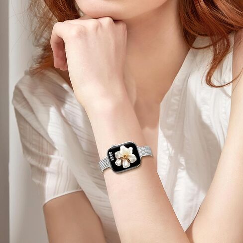 MioHHR Slim Metal Bands Compatible with Apple Watch Band 38mm 40mm 41mm 42mm(Series 10),Thin Stainless Steel Replacement Strap for Women iWatch Bands Series 9 8 7 6 5 4 SE 3 2 1,Silver in Kuwait