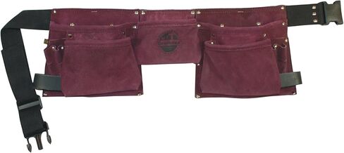 Graintex DS1125 :: 8 Pocket Purple Tool Belt in Suede Leather with 2" Webbing Belt, 2 Leather Hammer Holders Loops, Purple in Kuwait