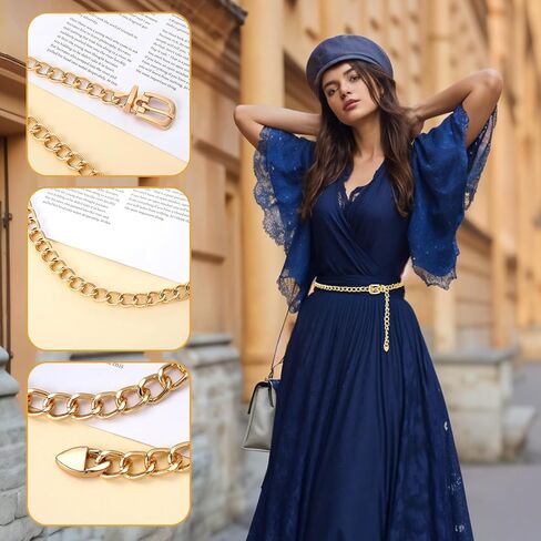 Waist Chain Belt Women Ladies Adjustable Body Waist Link Belts Fashion Multilayer Chain Belts Gold Metal Waist Chain for Jeans Dresses Sweater Coat Supplies in Kuwait