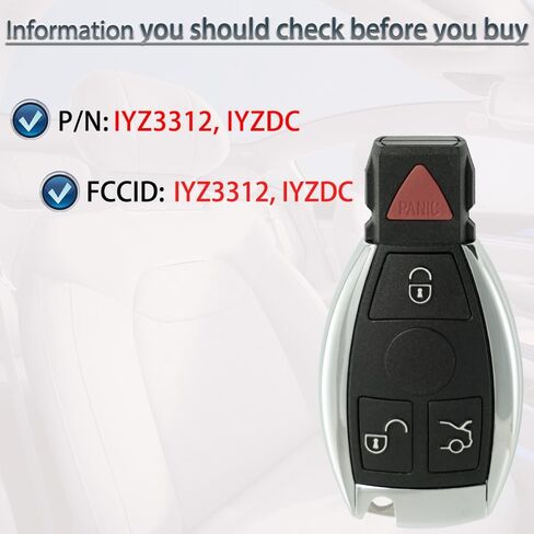 Key Fob Keyless Entry Fits for 1997-2014 Mercedes Benz C CL E GL ML R S Class / Sprinter 300 SL Series Remote Control Key Replacement FCC ID:IYZ3312 IYZDC in Saudi Arabia