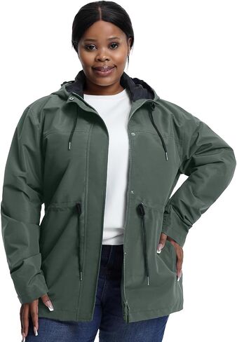 Women's Plus Size Lightweight Windproof Jacket, Water-Resistant Windbreaker Jacket with Hood for Traveling, Hiking, Daily in Saudi Arabia