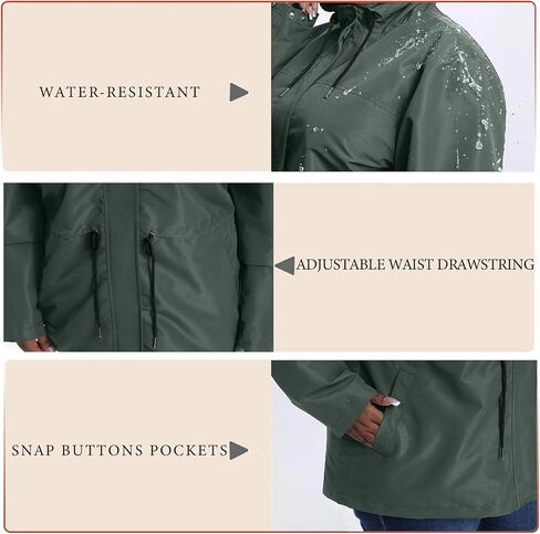 Women's Plus Size Lightweight Windproof Jacket, Water-Resistant Windbreaker Jacket with Hood for Traveling, Hiking, Daily in Saudi Arabia