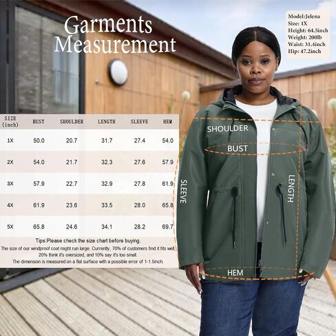 Women's Plus Size Lightweight Windproof Jacket, Water-Resistant Windbreaker Jacket with Hood for Traveling, Hiking, Daily in Saudi Arabia