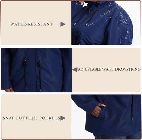 سترات مضادة للرياح ذات الحجم الفاتح للسيدات ، سترة مقاومة للماء مع غطاء محرك السيارة للسفر ، المشي لمسافات طويلة ، يوميًا in Kuwait