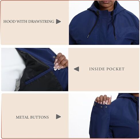 سترات مضادة للرياح ذات الحجم الفاتح للسيدات ، سترة مقاومة للماء مع غطاء محرك السيارة للسفر ، المشي لمسافات طويلة ، يوميًا in Kuwait