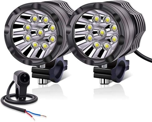 Motorcycle Led Spot Lights 12V 24V Foglights, Universal 60W Motorcycle Auxiliary Led Driving Lights 2PCS White DRL Lights with Waterproof Switch for Motorbike ATV SUV Truck Car Boat in Kuwait