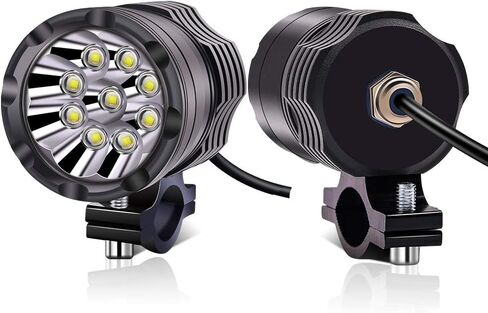Motorcycle Led Spot Lights 12V 24V Foglights, Universal 60W Motorcycle Auxiliary Led Driving Lights 2PCS White DRL Lights with Waterproof Switch for Motorbike ATV SUV Truck Car Boat in Kuwait