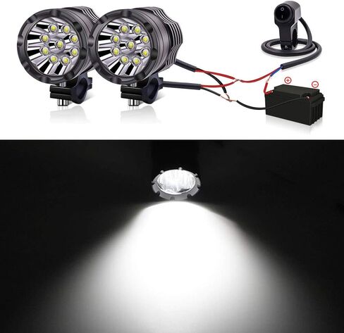 Motorcycle Led Spot Lights 12V 24V Foglights, Universal 60W Motorcycle Auxiliary Led Driving Lights 2PCS White DRL Lights with Waterproof Switch for Motorbike ATV SUV Truck Car Boat in Kuwait