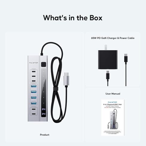 9-in-1 USB 3.2 Data Hub, Power Adapter NOT Included, Powered USB C Hub with 3 x USB-C 10Gbps, 4 x USB-A 5Gbps and 2 x 24/45W USB-C PD Charging Ports USB Hub for MacBook Laptops Tablets in Saudi Arabia