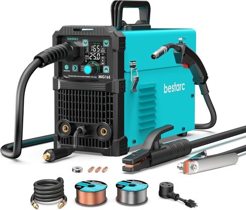 MIG Lelder ، MIG145 145AMPS GAS MIG/FLUX FLUX CORE MIG/LIFT TIG/Stick 3 في 1 MIG Machine ، MIG LELDER 110V 220V مع عرض الشاشة الرقمية in Kuwait