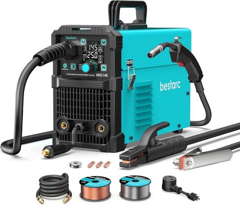 MIG Lelder ، MIG145 145AMPS GAS MIG/FLUX FLUX CORE MIG/LIFT TIG/Stick 3 في 1 MIG Machine ، MIG LELDER 110V 220V مع عرض الشاشة الرقمية in Kuwait