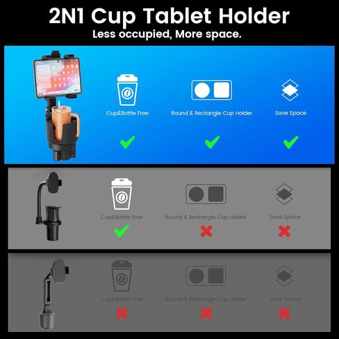 OHLPRO Cup Holder Car Tablet Mount for Truck, 360° Adjustable Arm Stand Holder for iPad, Samsung Galaxy Tablet in Saudi Arabia
