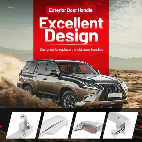 مقبض الباب الخارجي متوافق مع 2010-2020 LEXUS GX460 Toyota 4runner استبدال 69211-60090 69210-60100 الفضة خارج مقبض KIT الأمامي اليسرى اليمين اليمين in Kuwait
