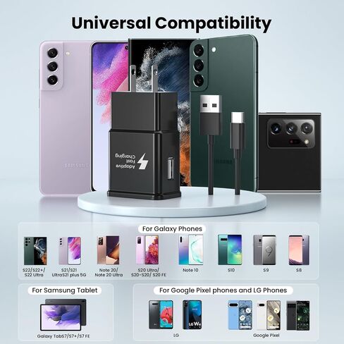 45W Super Fast Charger Type C，USB C Android Phone Charger Fast Charging Cord with 5FT Cable for Samsung Galaxy S24/S23 Ultra/S23+/S22 Ultra/S22+/S20 Ultra/Note 10 Plus, Galaxy Tab S8 2 Pack in Saudi Arabia