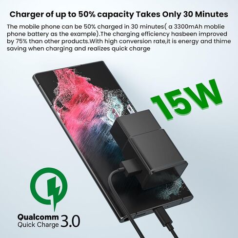 45W Super Fast Charger Type C，USB C Android Phone Charger Fast Charging Cord with 5FT Cable for Samsung Galaxy S24/S23 Ultra/S23+/S22 Ultra/S22+/S20 Ultra/Note 10 Plus, Galaxy Tab S8 2 Pack in Saudi Arabia
