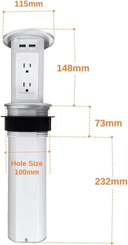 ZESHAN Four-Sided Pop up Power Outlet with Wireless Charger, 2 USB C and 1 USB A Fast Charging for Home,Office or Conference Room, White in Saudi Arabia