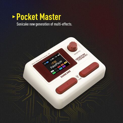 دواسة جيتار SONICAKE Pocket Master-Multi Effects مع 9 وحدات تأثيرات 100 إيقاع طبل و100 إعداد مسبق 20 أمبير/كابينة معالج تأثيرات الجيتار الكهربائي OTG USB واجهة صوت BT (رمادي) in Kuwait