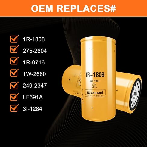 Oil Filter Compatible with Caterpillar 3406B 3408 3412C 3412 3306B Excavator Replace 1R-1808 275-2604 1R-0716 1W-2660 249-2347 LF691A in Saudi Arabia