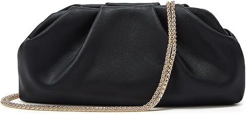 Women's Ruched Clutch Purse, Metallic Gold Vegan Leather Evening Bag, Formal Pleated Handbag for Wedding Party Prom in Kuwait