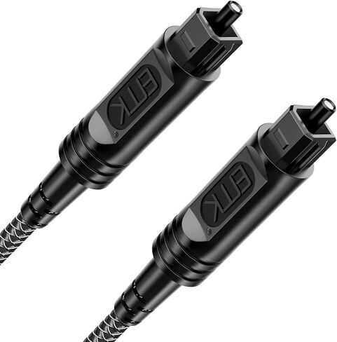 كابل بصري EMK كابل صوت بصري مطلي بالذهب 24 قيراط كابل Toslink الرقمي كابل Spdif متوافق مع التلفزيون ومكبرات الصوت والمسرح المنزلي والمزيد (2 قدم/0.6 متر، مطلي بالذهب 24 قيراط، فضي 1) in Kuwait