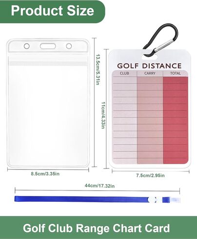 Swooflia Golf Club Range Chart Card - Golf Distance Reference Card, Golfing Club Yardage Score Accessories for Beginners, Average, Seasoned Golfers as Presents in Kuwait