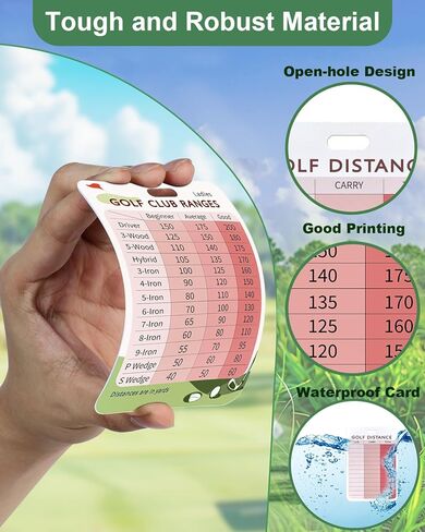 Swooflia Golf Club Range Chart Card - Golf Distance Reference Card, Golfing Club Yardage Score Accessories for Beginners, Average, Seasoned Golfers as Presents in Kuwait