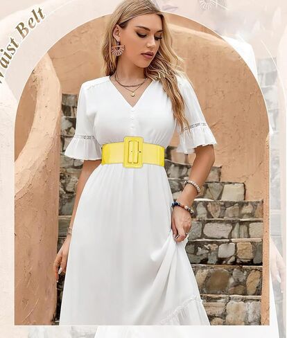 ALAIX Women's Belt Wide Stretchy Elastic Waist Belt for dress Adjustable Vintage Dressy Belts Waistband for Women in Kuwait