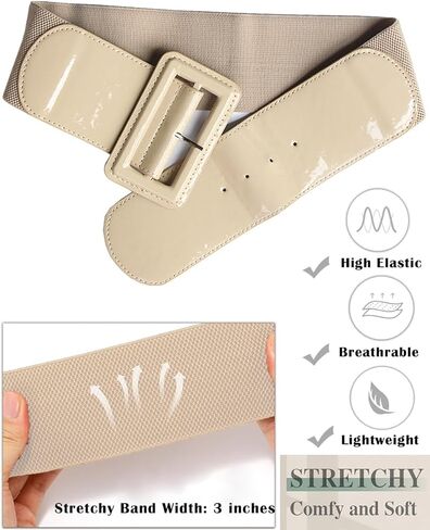 ALAIX Women's Belt Wide Stretchy Elastic Waist Belt for dress Adjustable Vintage Dressy Belts Waistband for Women in Kuwait