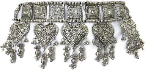 حزام المرأة المصنوع يدويًا النحاس المصنوع من النحاس النحاسي ، ميداليات منقوشة مطلي بالفضة القديمة المؤكسدة | الغجر الهبي بوهو زفاف البطن الرقص مجوهرات الجدة ملحق | مقاس واحد مع العلاقات يناسب الجميع in Kuwait