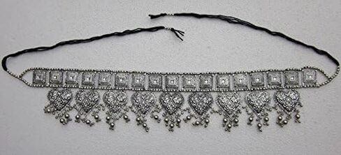 حزام المرأة المصنوع يدويًا النحاس المصنوع من النحاس النحاسي ، ميداليات منقوشة مطلي بالفضة القديمة المؤكسدة | الغجر الهبي بوهو زفاف البطن الرقص مجوهرات الجدة ملحق | مقاس واحد مع العلاقات يناسب الجميع in Kuwait