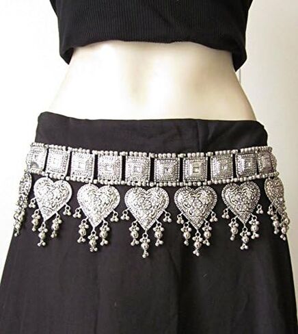 حزام المرأة المصنوع يدويًا النحاس المصنوع من النحاس النحاسي ، ميداليات منقوشة مطلي بالفضة القديمة المؤكسدة | الغجر الهبي بوهو زفاف البطن الرقص مجوهرات الجدة ملحق | مقاس واحد مع العلاقات يناسب الجميع in Kuwait