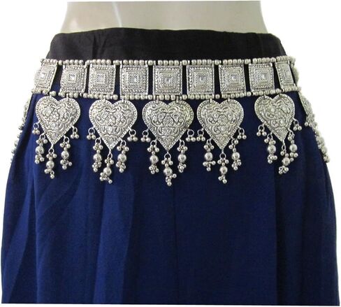 حزام المرأة المصنوع يدويًا النحاس المصنوع من النحاس النحاسي ، ميداليات منقوشة مطلي بالفضة القديمة المؤكسدة | الغجر الهبي بوهو زفاف البطن الرقص مجوهرات الجدة ملحق | مقاس واحد مع العلاقات يناسب الجميع in Kuwait