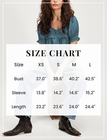 Womens 2025 Summer Trendy Ruffled Top Shapeless Billowy Tunic Swing Blouse with Puff Sleeve in Kuwait