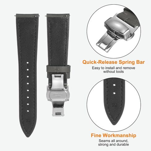 Harfington Leather Watch Band Vintage Watch STRAP QUICE FERSHING BESTAND BANDS BANDS مع مشبك فراشة من الفولاذ المقاوم للصدأ للرجال والنساء in Kuwait