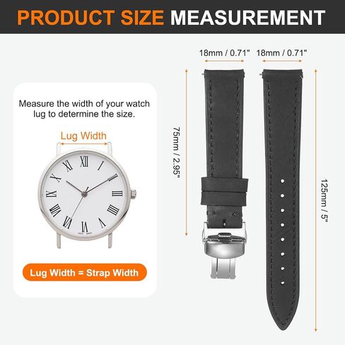 Harfington Leather Watch Band Vintage Watch STRAP QUICE FERSHING BESTAND BANDS BANDS مع مشبك فراشة من الفولاذ المقاوم للصدأ للرجال والنساء in Saudi Arabia