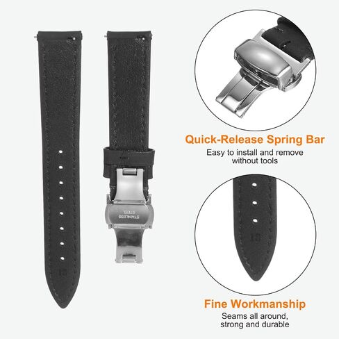 Harfington Leather Watch Band Vintage Watch STRAP QUICE FERSHING BESTAND BANDS BANDS مع مشبك فراشة من الفولاذ المقاوم للصدأ للرجال والنساء in Saudi Arabia