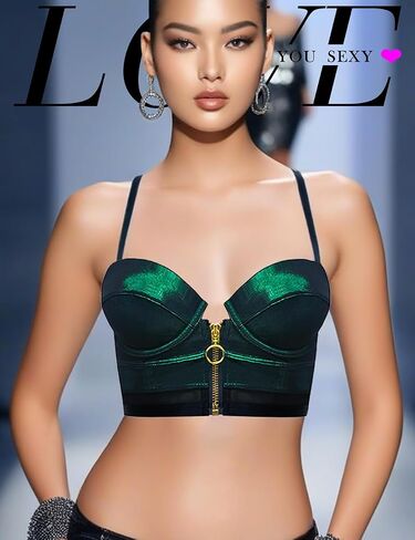 Women Faux Leather Balconette Bra with Front Zipper-Open in Kuwait