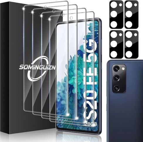 4+4 Pack for Samsung Galaxy S20 FE 5G Screen Protector & Phone Lens Camera Protector, 9H Tempered Glass Cell Phone Protector, Anti-Fingerprint Phone Camera Case in Saudi Arabia