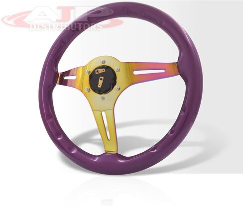 موزعو AJP عالمي 350 مم 14 "خمر الخشب نمط الحبوب 6 ثقوب البراغي عجلة القيادة مع زر القرن ، JDM VIP خفيفة الوزن العميق 3 يتحدث الخشب الأسود تقليم ث/مركز الألومنيوم الأسود in Saudi Arabia