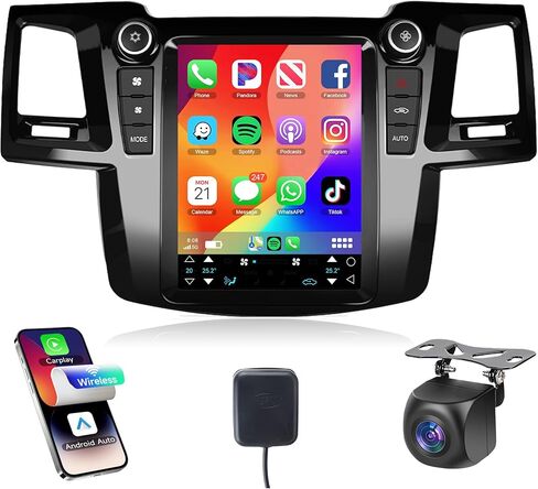 4G + 64G Android 13 Radio to Toyota Fortuner Hilux 2005-2014 ، Rimoody Car Stereo Carplay Android Auto 9.7 inch touchscreen gps wifi link bluetooth fm in Kuwait