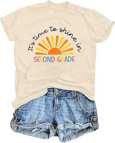 Women Teacher Shirt First Day of School Tshirt Back to School Short Sleeve Tops Causal Teacher Appreciation Gift Tees in Kuwait