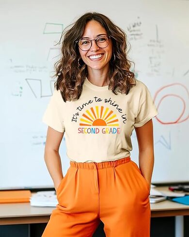 Women Teacher Shirt First Day of School Tshirt Back to School Short Sleeve Tops Causal Teacher Appreciation Gift Tees in Kuwait