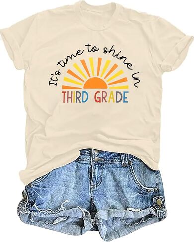Women Teacher Shirt First Day of School Tshirt Back to School Short Sleeve Tops Causal Teacher Appreciation Gift Tees in Kuwait