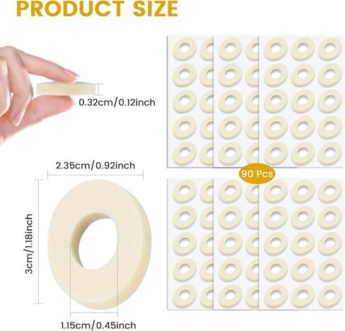 90 Pcs Corn Cushions for Toes and Feet, Round Shapes Self-Stick Adhesive Latex Foam Pads, Corns, Blisters and Feet From Pressure and Friction, Callus Cushions for Foot Comfort and Pain Relief in Kuwait