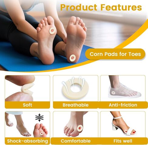 90 Pcs Corn Cushions for Toes and Feet, Round Shapes Self-Stick Adhesive Latex Foam Pads, Corns, Blisters and Feet From Pressure and Friction, Callus Cushions for Foot Comfort and Pain Relief in Kuwait