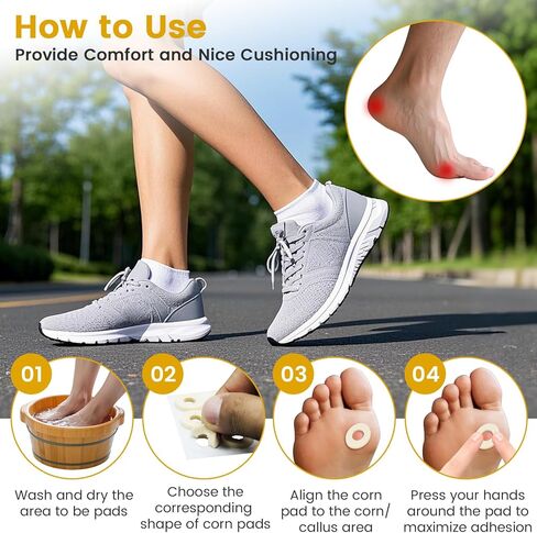 90 Pcs Corn Cushions for Toes and Feet, Round Shapes Self-Stick Adhesive Latex Foam Pads, Corns, Blisters and Feet From Pressure and Friction, Callus Cushions for Foot Comfort and Pain Relief in Kuwait